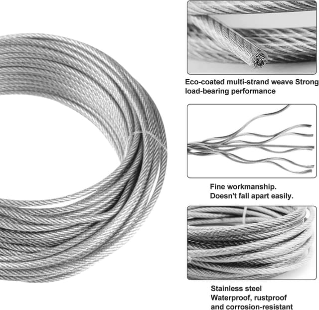 Detalle de SHBAOCH Garden Wire Trellis Kit with 20m Stainless Steel Cable, PVC Coating & M4 Turnbuckles