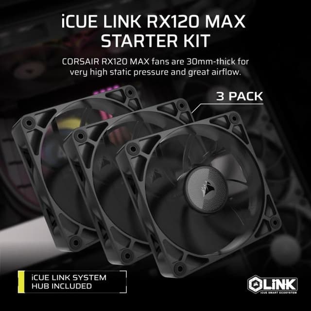 Detalle 2 de Corsair iCUE LINK RX120 MAX Pack