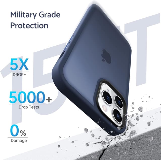 Detalle 2 de Anqrp Matt Zero Serie Hülle für iPhone 11 Pro Max – dünn, stoßfest & kratzresistent, dunkelblau