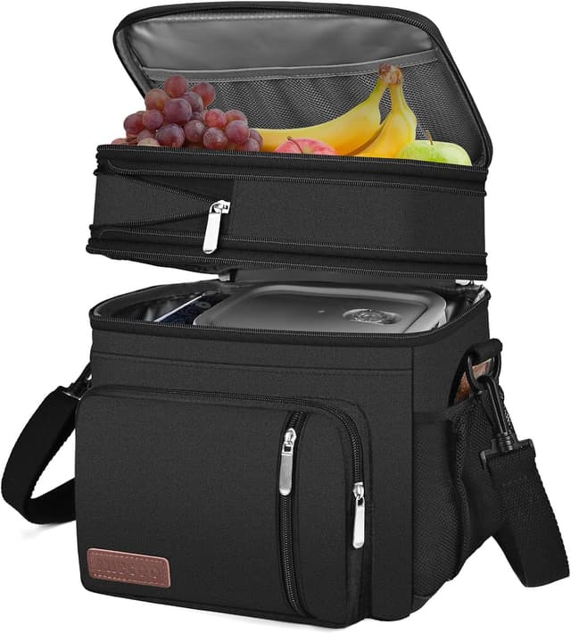 Detalle de MIYCOO Double-Deck Leakproof Insulated Lunch Bag & Lunch Box (15L) – Black
