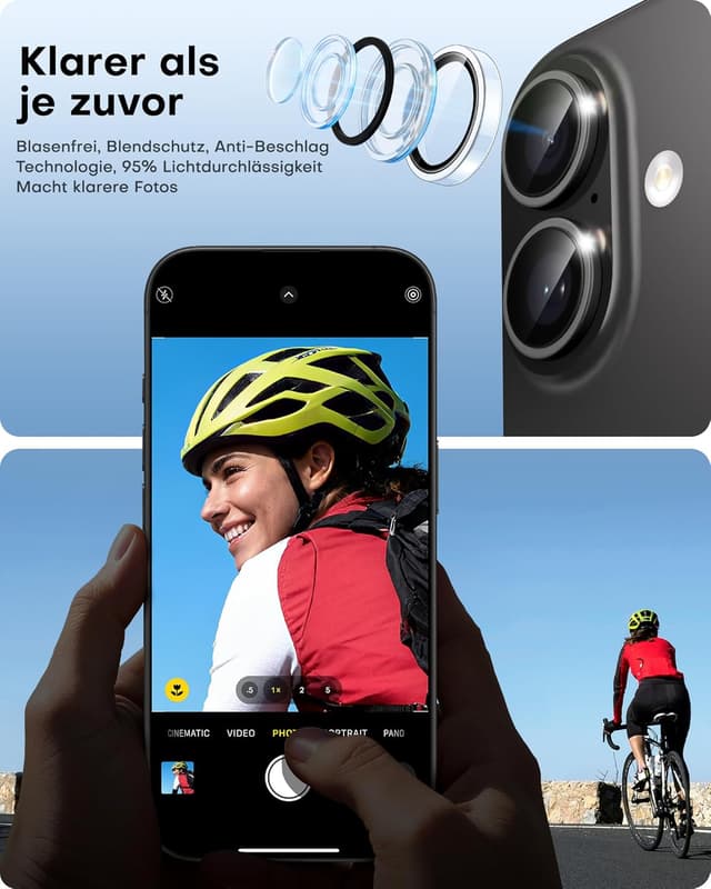 Thumbnail 4 de TOCOL Kameraschutzfolie fürs iPhone 16 6,1 Zoll