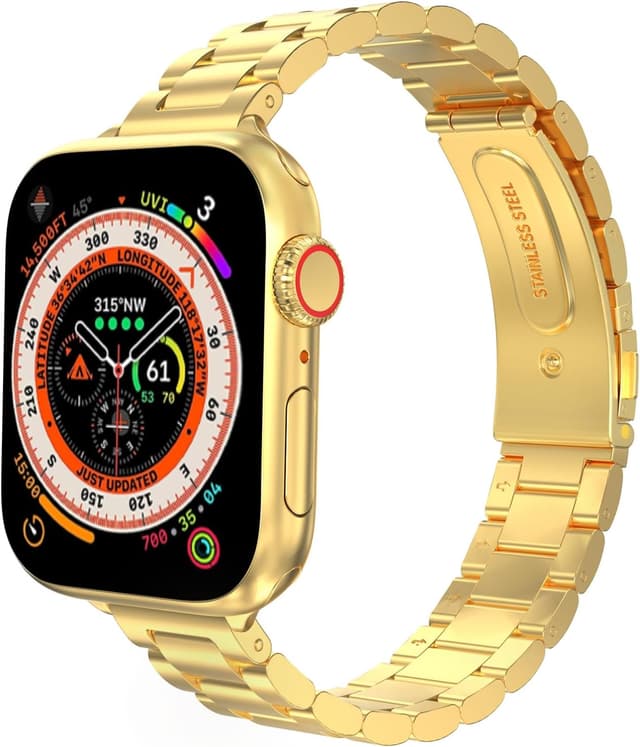 Detalle de MoKo thin stainless steel Apple Watch band (Gold) for Ultra, Series 11–1, SE and 44mm models