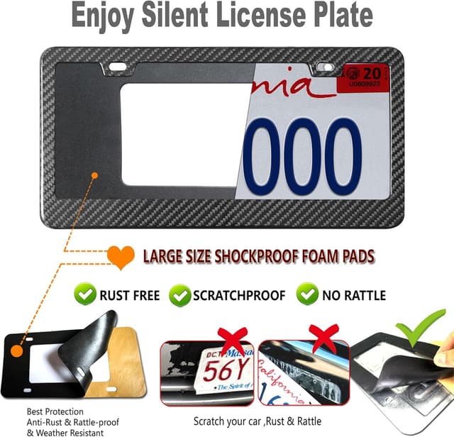 Thumbnail 6 de ZXFOOG Carbon Fiber License Plate Frame 6.2x12.2in