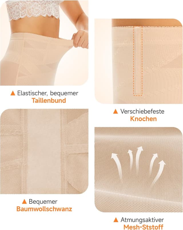Detalle de YADIFEN Shapewear Bauchweg-Unterhose mit hoher Taille und Bein – Miederhose/Shorts gegen Bauch und für ein formteres Hinterteil
