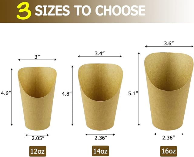 Detalle 2 de CAMKYDE 50-Pack 12oz French Fries Holder Cups (Disposable Paper Fry Cups) for Parties & Charcuterie