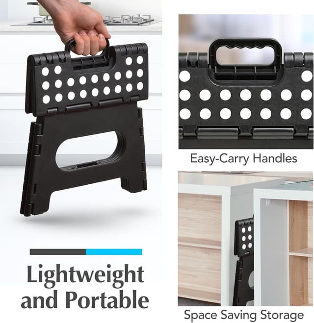 Thumbnail 6 de Handy Laundry Folding Step Stool (Black) - Collapsible 9-Inch Stool for Adults and Kids