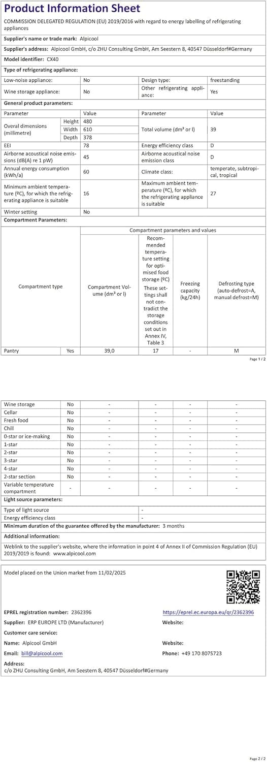 Thumbnail 6 de Alpicool CX40 Kompressor-Kühlbox 40 L