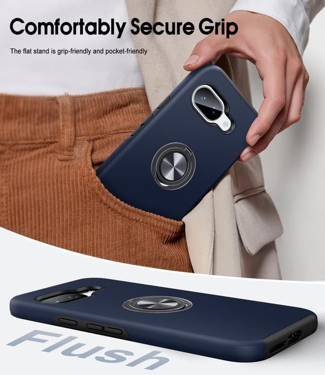 Thumbnail 6 de AOUIA case for Google Pixel 9A (6.3) in Midnight Blue with 2-pack screen protectors and 360° rotating metal ring stand