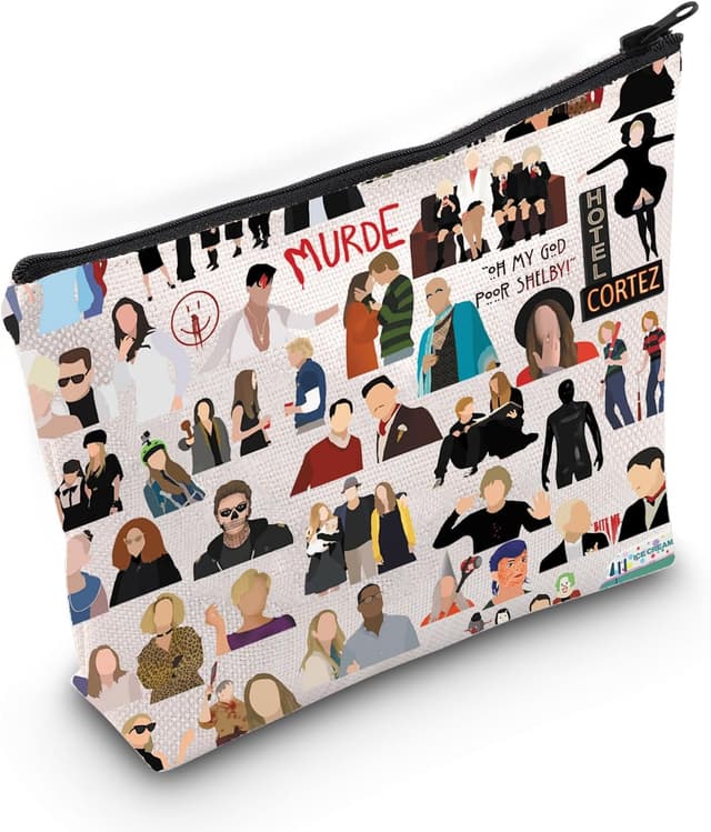 Detalle de LEVLO Horror Story character makeup bag (cotton canvas) “Chase Your Fate” zip pouch