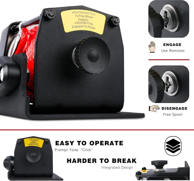 Detalle 2 de X-BULL 12V 3000LBS Electric Winch with Synthetic Rope, Wireless Remote & Mounting Bracket