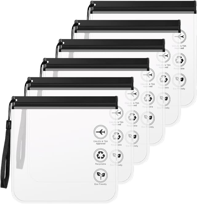 Detalle de WQDD STANPET Sac de liquides transparent avion – lot de 6 pochettes étanches & transparentes zippées 20x20 cm