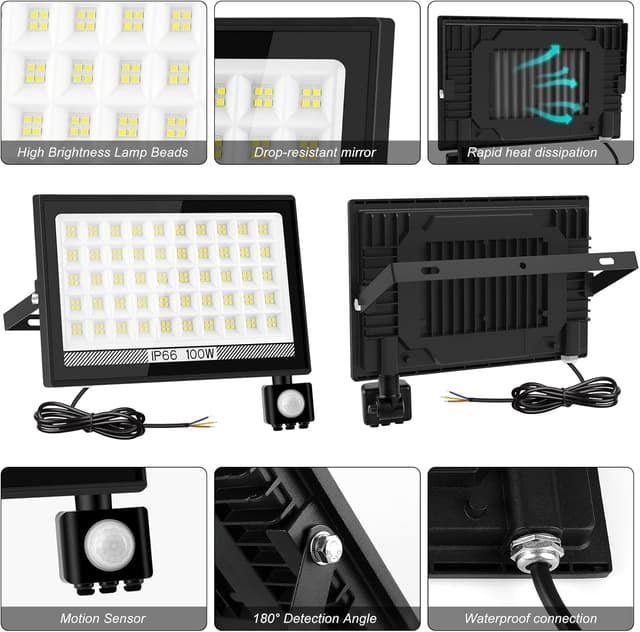 Detalle de T-SUN 100W security floodlight sensor