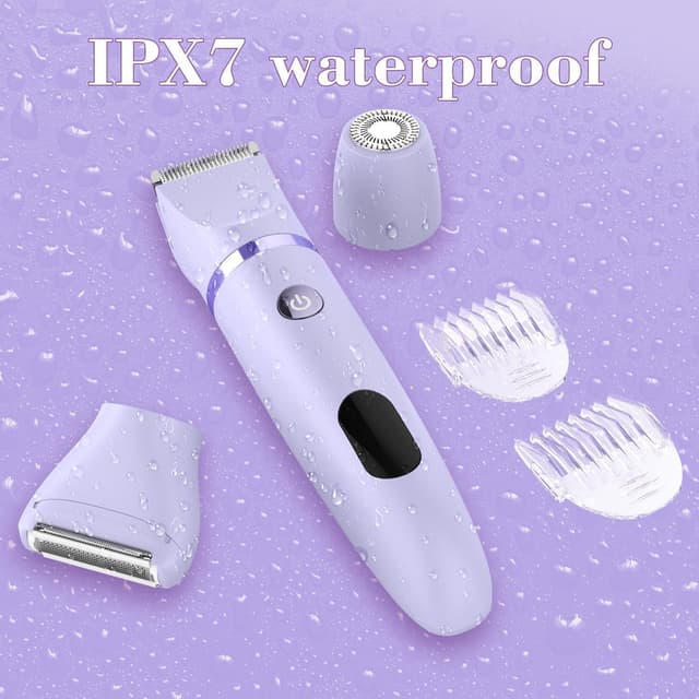 Detalle de 3-in-1 IPX7 Waterproof Electric Razor Bikini Trimmer with Replaceable Heads (Face, Body & Detail)