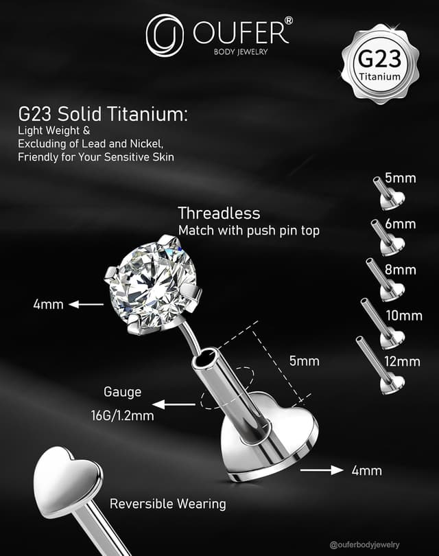 Detalle 2 de OUFER Labret en Titane Écrou Lèvre Bijoux