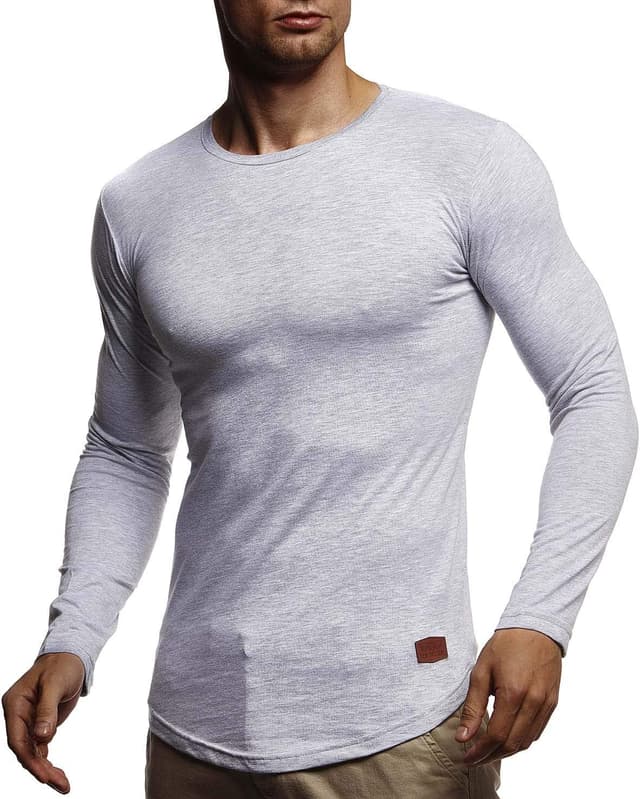 Detalle 2 de Leif Nelson LN8394 : t-shirt basique à manches longues col rond homme