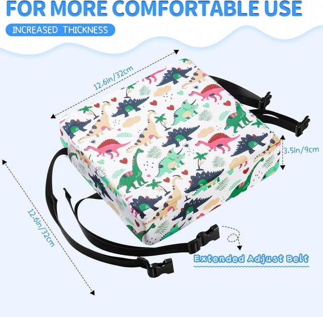 Detalle 2 de Toddler Booster Seat for Dining Chair (White) – PU Washable, Non-Slip Bottom & Adjustable Seat Belts