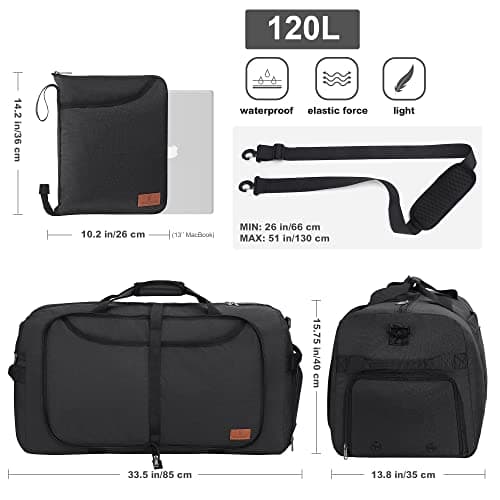 Detalle de VS VOGSHOW Vogshow 120L bolsa de viaje plegable grande impermeable con compartimento para zapatos