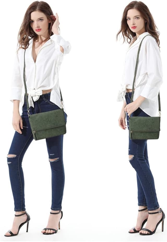 Detalle 2 de Gladdon Umhängetasche Damen Klein – Crossbody/Crossbodytasche in Dunkelgrün mit abnehmbarem Schulterriemen