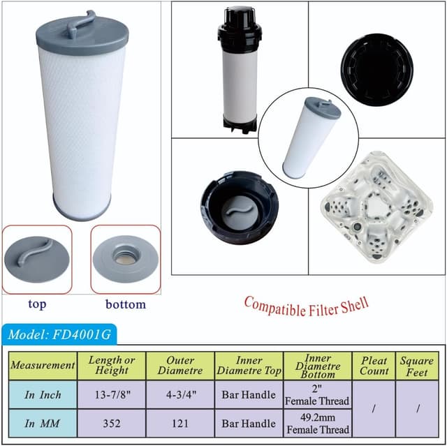 Detalle 2 de Malaka FD4001G cartouche filtrante 35,2 cm