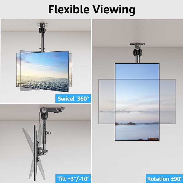 Thumbnail 6 de MOUNTUP MU0049-L Flip Down Ceiling TV Mount (13–40") with 360° Swivel & Height Adjustment