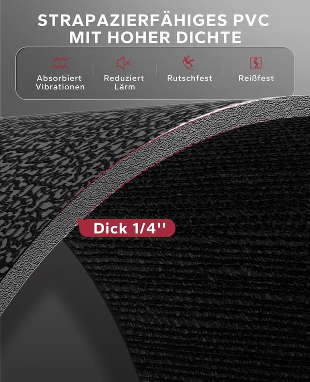 Detalle 2 de HAPBEAR Bodenschutzmatte für Fitnessgeräte mit PVC-Schutz – passend für Laufband, Ellipsentrainer & Co.