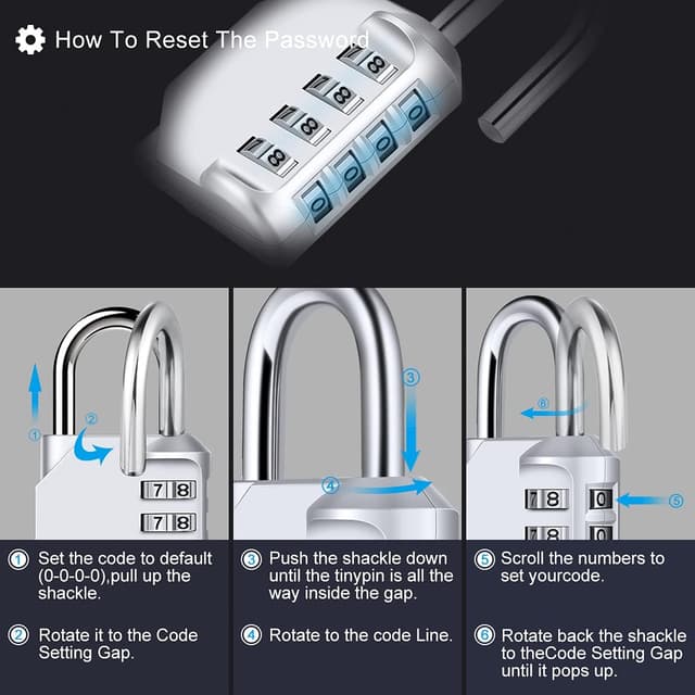 Detalle de Diyife 4 Digit Combination Padlock (Weatherproof) for lockers, sheds and outdoor gates