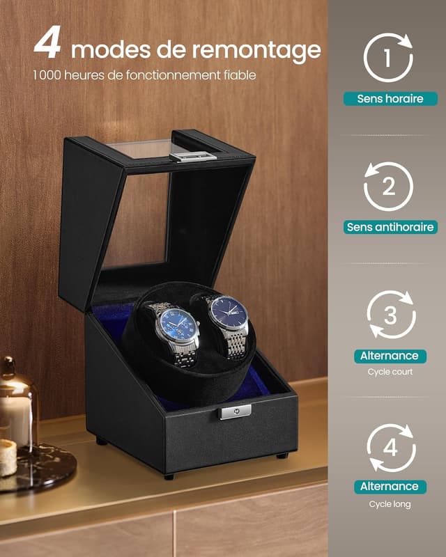 Detalle de SONGMICS Boîte Remontoir Automatique 2 montres