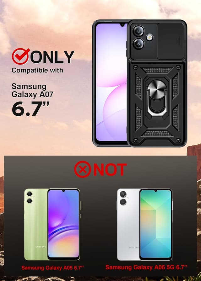 Detalle 2 de LeYi Samsung Galaxy A07 rugged case with ring stand