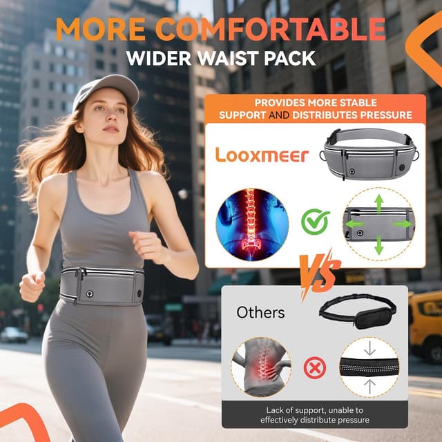 Detalle 2 de Looxmeer Joggingleine mit Bauchgurt für große und mittelgroße Hunde, freihändig (1,6–2,2 m) – grau