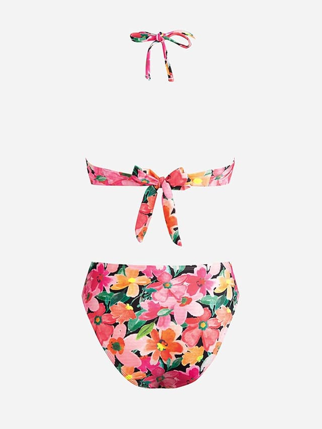 Detalle de CUPSHE Bikini deux pièces pour femme : haut bandeau à nouer et bretelles amovibles, bas taille mi-haute