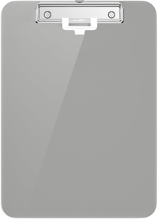 Detalle de Hnogri Kunststoff-Klemmbrett Standard A4/Letter (12,5 × 9 Zoll) mit Stifthalter, flachem Clip – Grau