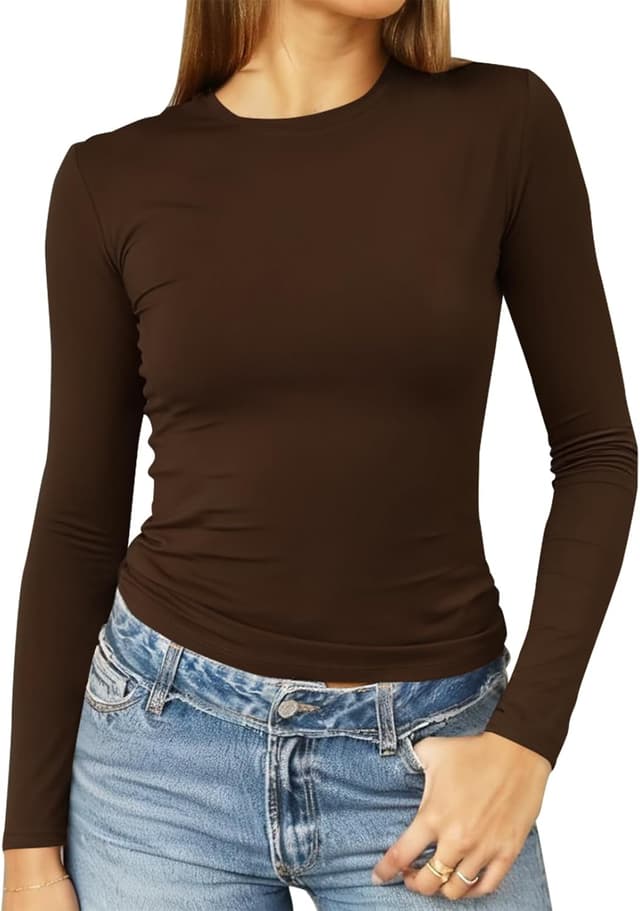Thumbnail 6 de Abardsion Women’s Long Sleeve Cropped T-Shirt — Slim Fit, Soft & Stretchy Y2K Going-Out Top