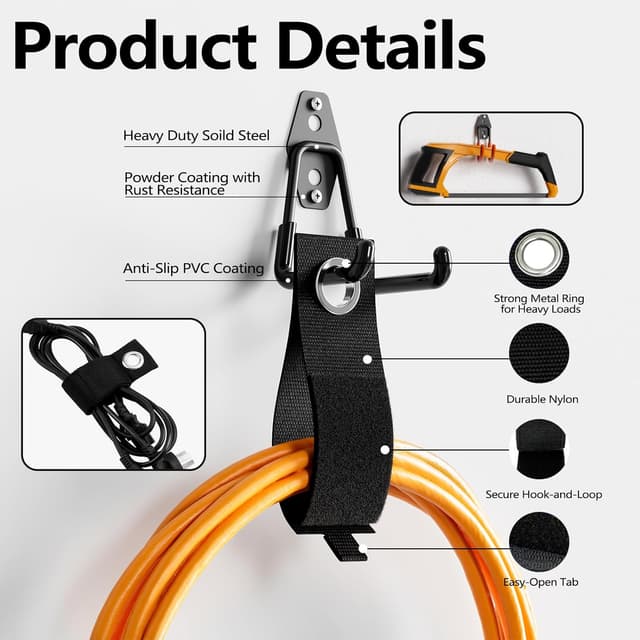 Detalle 1 de HSTMYFS 10 Pack Heavy Duty Garage Hooks 35kg