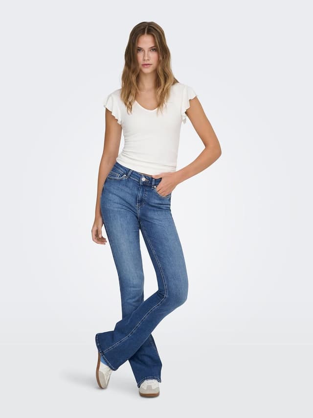 Detalle 2 de ONLY Female Flared Fit Jeans ONLBLUSH mit mittlerer Taille – nachhaltiger Denim mit regulärem Sitz
