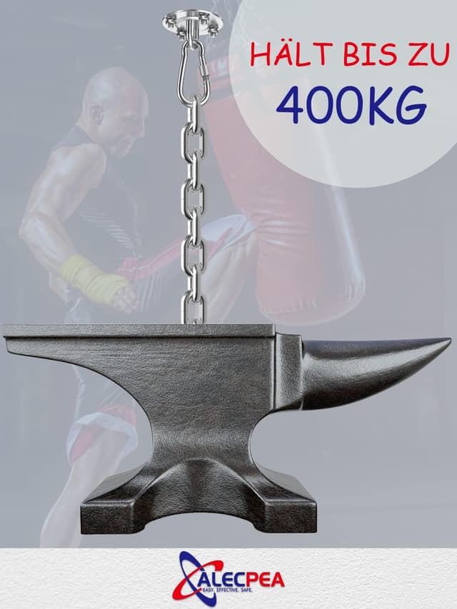 Detalle 2 de ALECPEA Edelstahl Deckenhaken für Boxsäcke (2er Set) – bis 400 kg Tragkraft