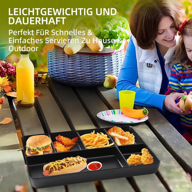Thumbnail 2 de La Joventino 2er-Set Snack Tray aus Melamin – spülmaschinenfestes Fächertablett für Küche & Theke (schwarz)