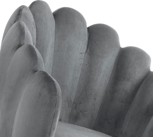 Detalle 2 de Baroni Home MONTEMAGGI poltroncina imbottita in velluto tortora con schienale a conchiglia