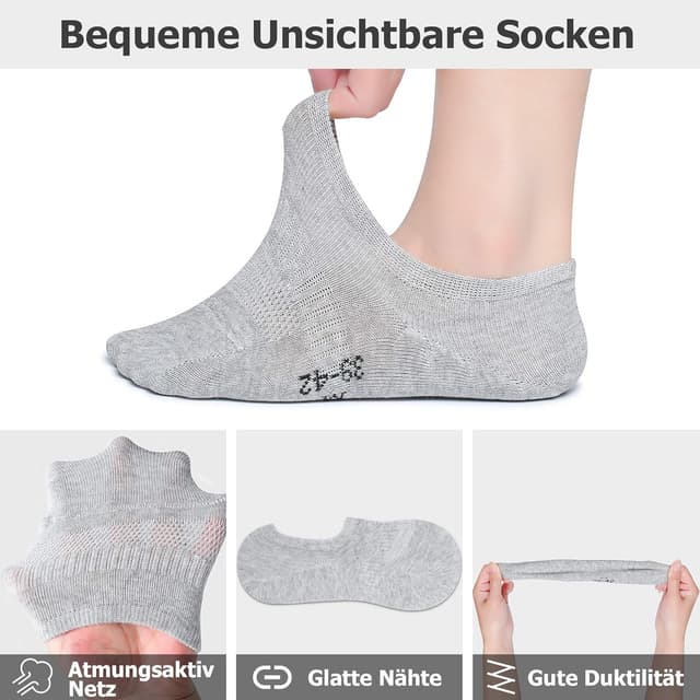 Detalle de Falechay 10 Paar Sneaker Socken No-Show (Füßlinge) aus Baumwolle – für Damen & Herren