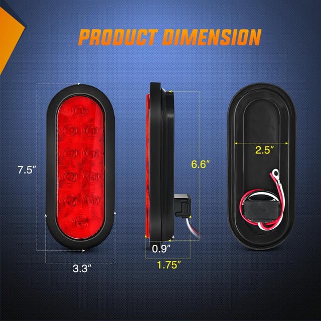 Detalle 2 de Nilight 6-Inch Oval Trailer Light Kit with 9-LED ID Bar and Round Side Markers (12V)