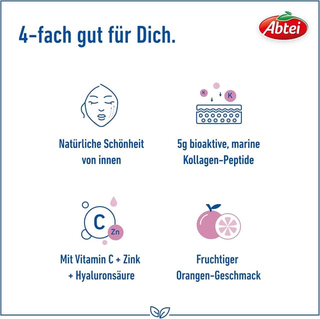 Detalle 2 de Abtei Beauty Kollagen Intensiv 5000 – Trinkampullen mit 5.000 mg Kollagen-Peptiden, Hyaluronsäure, Zink & Vitamin C