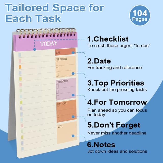 Detalle 2 de OFFCUP To Do List Planner A5 senza data da 52 fogli (rilegatura a doppia spirale)