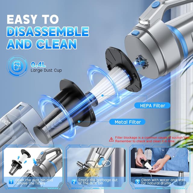 Thumbnail 4 de JONYJ Handheld Vacuum Cordless 400ml