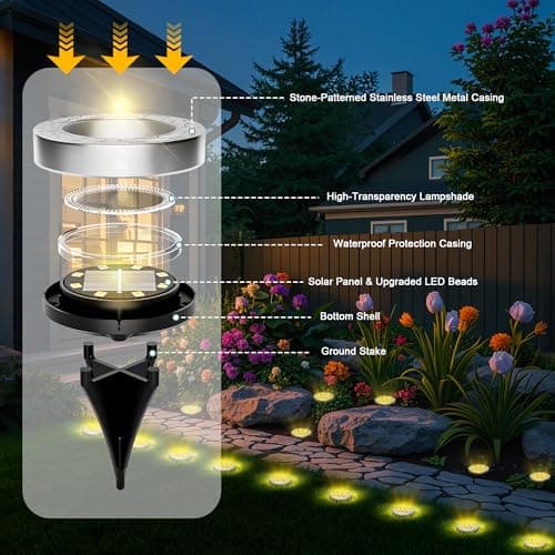 Detalle 2 de FIFlying 10 piezas luces solares LED para exterior (suelo) IP65, blanco cálido