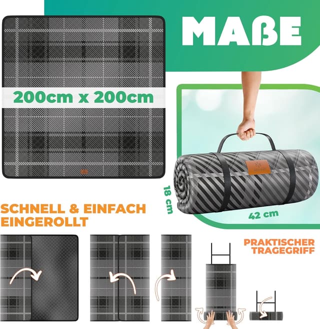 Thumbnail 6 de KESSER® Manta de Picnic Grande, Plegable y Lavable 🌊