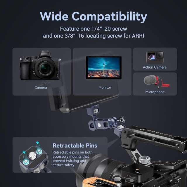 Detalle de SMALLRIG Magic Arm 3874 Dual Ball Heads avec vis de positionnement ARRI 1/4”-20 et 3/8”-16 (charge max. 6 kg, 90 g)