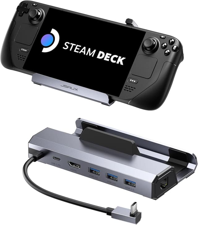 Detalle de JSAUX Steam Deck Dock 4K@120Hz – 100W docking station 🖥