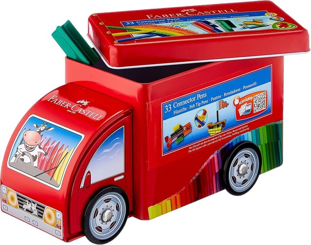 Detalle de Faber-Castell 155533 – Set de 33 feutres Connector Truck en boîte métallique
