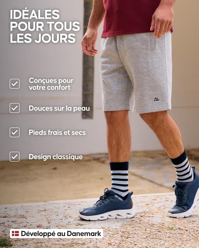 Detalle de DANISH ENDURANCE Chaussettes en coton premium respirantes (6 paires) pour homme, femme et unisexe