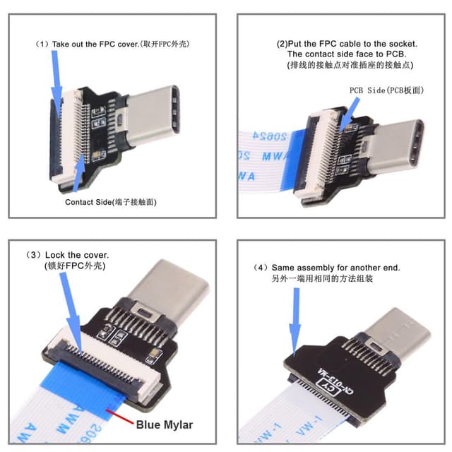 Detalle de chenyang USB-C Host auf Micro-USB 2.0 OTG-Kabel (5 Pin), flach & schlank, 13 cm – für FPV, Disk, Telefon & Laptop