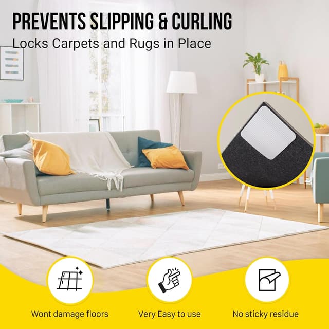 Detalle 2 de Alien Tape Alien Grip Rug Gripper Carpet Tape (12 pcs, 4x4 in) — Double-Sided Reusable Anti-Slip Rug Pads